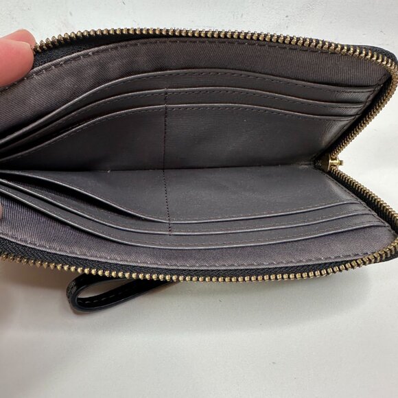 FOSSIL Wallet Wristlet Black Zip Around Clutch Leather Multicard - Picture 10 of 12